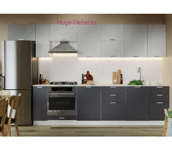 Кухня 3.4 метра "Бетон черный/белый"