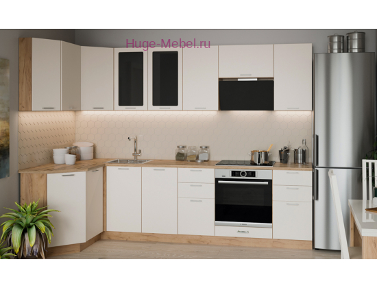 Угловая кухня 280х130 "Катрин" крем