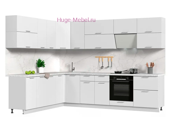 Угловая белая кухня 300х220 "Катрин"
