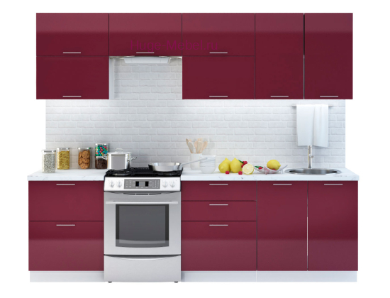 Бордовая кухня 2.6 метра "Ксения"