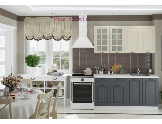 Кухня 1.8 метра "Мария" графит+крем