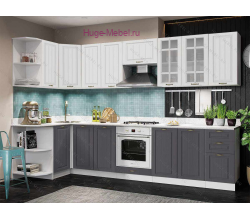 Угловая кухня 320х130 "Мария графит+белый"
