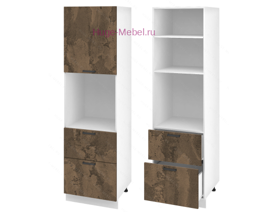 Пенал кухонный с нишей и ящиками 600 Пасаденна (ржавый камень)