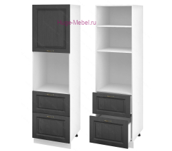 Пенал кухонный с нишей и ящиками 600 Мария (графит)