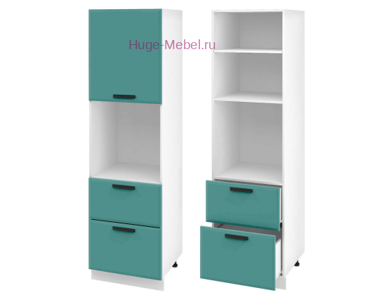 Пенал кухонный с нишей и ящиками 600 Призма (бриз супермат)