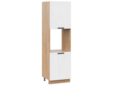 Пенал кухонный напольный с нишей 600 Пасаденна (белый бриллиант) корпус крафт