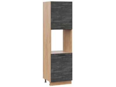 Пенал кухонный напольный с нишей 600 Пасаденна (угольный камень) корпус крафт Пенал кухонный напольный с нишей 600 Пасаденна (угольный камень) корпус крафт