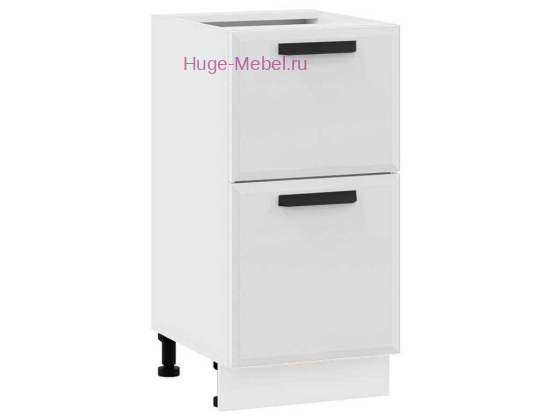 Нижний шкаф кухонный с двумя ящиками 400 Призма (белый супермат)