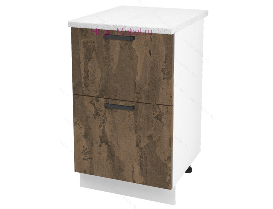 Нижний шкаф кухонный с двумя ящиками 500 Пасаденна (ржавый камень)