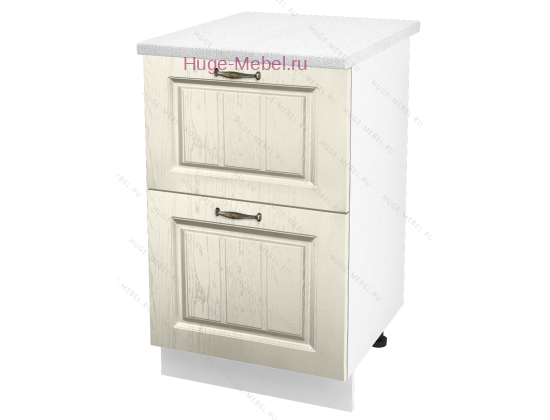 Нижний шкаф кухонный с двумя ящиками 500 Мария (крем)