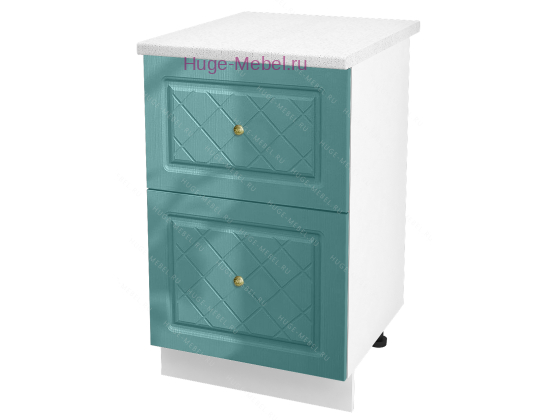 Нижний шкаф кухонный с двумя ящиками 500 Модена (дуб бирюза)