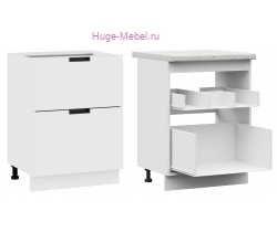 Кухонный шкаф под мойку 600 с двумя ящиками Сахара (белый)