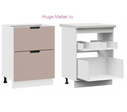 Кухонный шкаф под мойку 600 с двумя ящиками Сахара (латте)