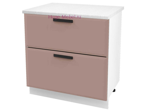 Нижний шкаф кухонный с двумя ящиками 800 Призма (мокко супермат)