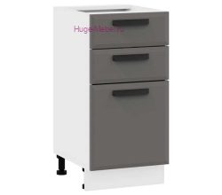 Кухонный шкаф нижний с тремя ящиками 400 Призма (асфальт супермат)