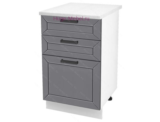 Кухонный шкаф нижний с тремя ящиками 500 Альфа (вулкан)