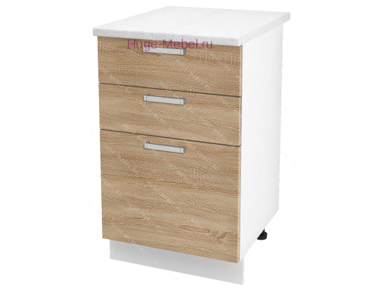 Кухонный шкаф нижний с тремя ящиками 500 Бетон (дуб сонома)