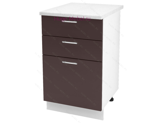 Кухонный шкаф нижний с тремя ящиками 500 Ксения (шоколад)