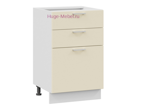 Кухонный шкаф нижний с тремя ящиками 500 Катрин (крем)
