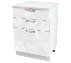 Кухонный шкаф нижний с тремя ящиками 600 Бетон (бетон белый)
