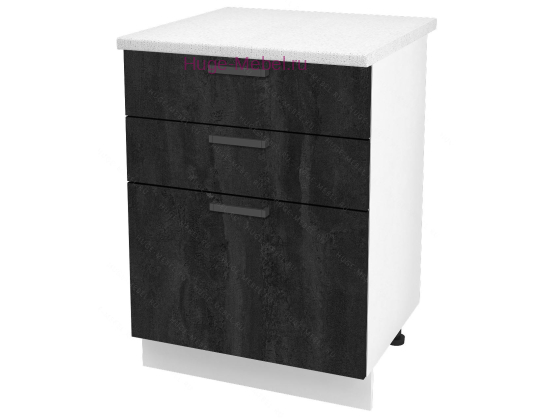 Кухонный шкаф нижний с тремя ящиками 600 Пасаденна (угольный камень)