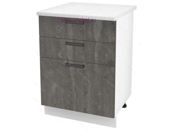 Кухонный шкаф нижний с тремя ящиками 600 Пасаденна (железный камень)