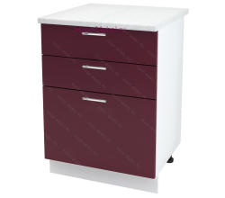 Кухонный шкаф нижний с тремя ящиками 600 Ксения (бордо)