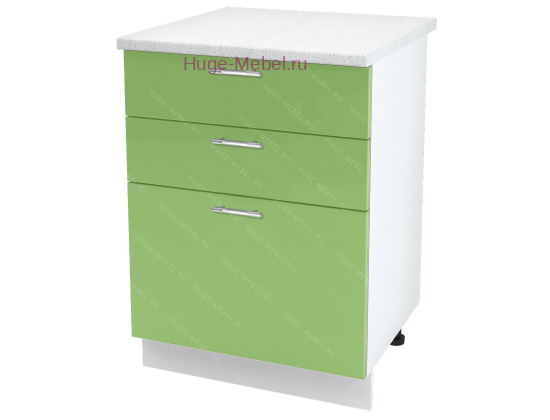 Кухонный шкаф нижний с тремя ящиками 600 Ксения (олива)