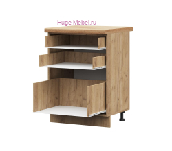 Корпус кухонного шкафа нижнего с 3 ящиками 600 ПВ (дуб крафт)