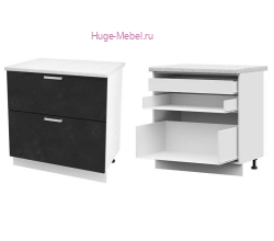 Кухонный шкаф нижний с внутренним ящиком 800 Бетон (бетон черный)