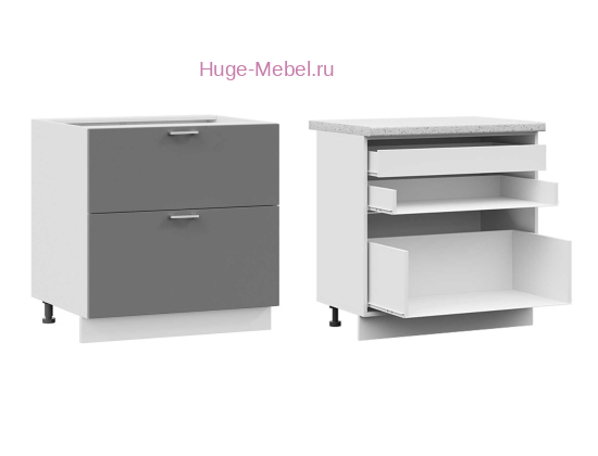 Кухонный шкаф нижний с внутренним ящиком 800 Катрин (софт графит)