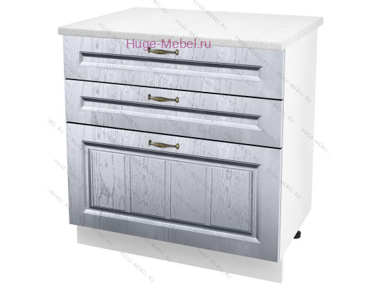 Кухонный шкаф нижний с тремя ящиками 800 Мария (сталь)