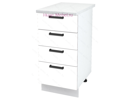 Нижний кухонный шкаф 4 ящика 400 Пасаденна (белый бриллиант)