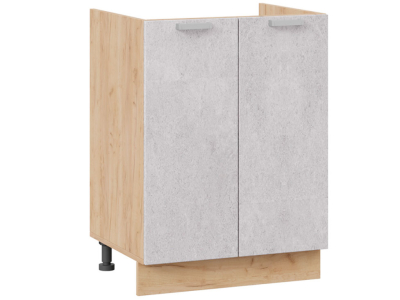Кухонный шкаф под мойку 600 Бетон (бетон белый) корпус крафт