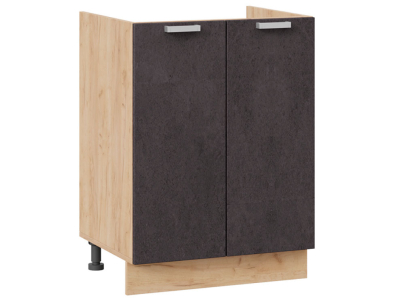 Кухонный шкаф под мойку 600 Бетон (бетон чёрный) корпус крафт