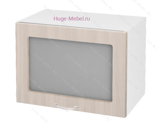 Горизонтальный кухонный стеклянный шкаф 500 Дина (шимо светлый)