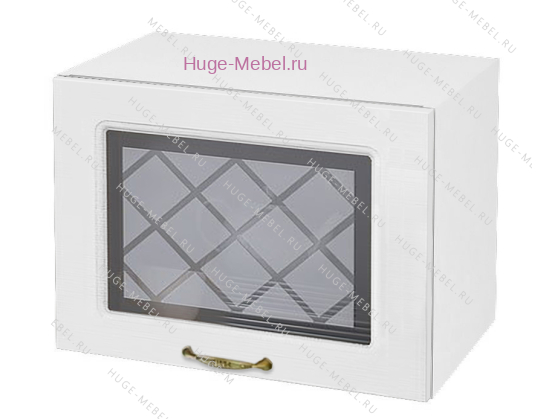 Горизонтальный кухонный стеклянный шкаф 500 Модена (дуб белый)