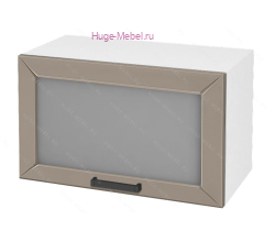 Горизонтальный кухонный стеклянный шкаф 600 Альфа (латте)