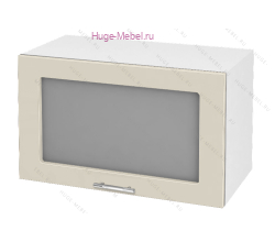 Горизонтальный кухонный стеклянный шкаф 600 Ксения (ваниль)