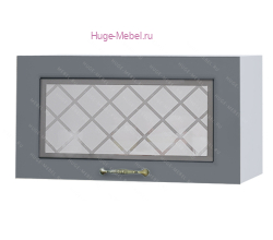 Горизонтальный кухонный стеклянный шкаф 600 Модена (дуб серый)