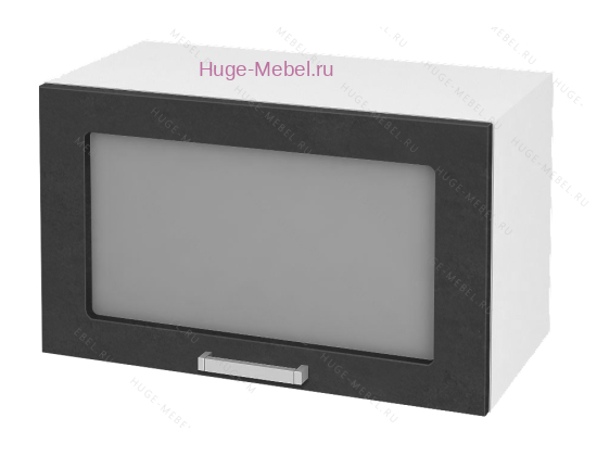 Горизонтальный кухонный стеклянный шкаф 600 Бетон (бетон чёрный)