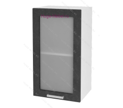 Кухонный шкаф верхний со стеклом 450 Бетон (бетон чёрный)