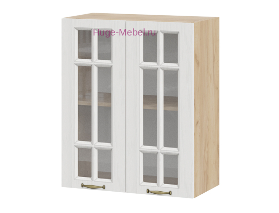 Кухонный шкаф верхний со стеклом 600 Мария (крафт/белый)