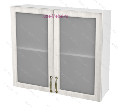 Кухонный шкаф верхний со стеклом 800 Юлия (сандал белый)