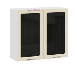 Кухонный шкаф верхний со стеклом 800 Катрин (крем)