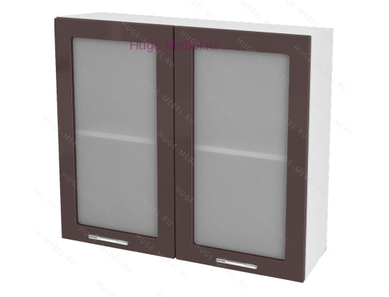 Кухонный шкаф верхний со стеклом 800 Ксения (шоколад)