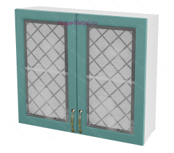 Кухонный шкаф верхний со стеклом 800 Модена (дуб бирюза)