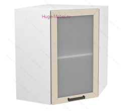 Угловой шкаф подвесной со стеклом 600 Альфа (брюле)