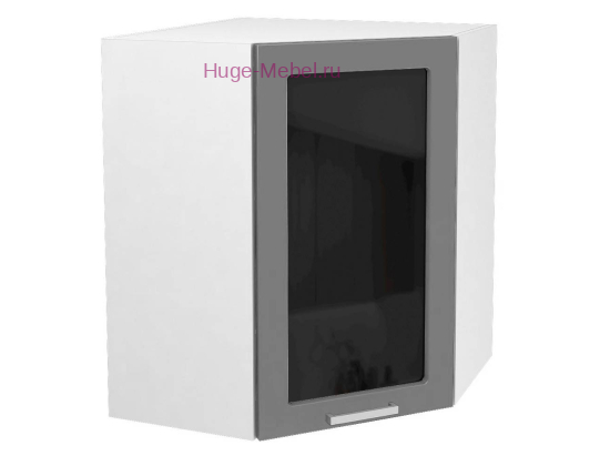 Угловой шкаф подвесной со стеклом 550 Катрин ( софт графит)