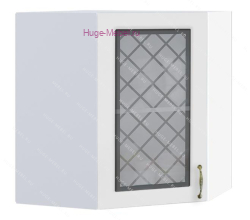 Угловой шкаф подвесной со стеклом 600 Модена (дуб белый)